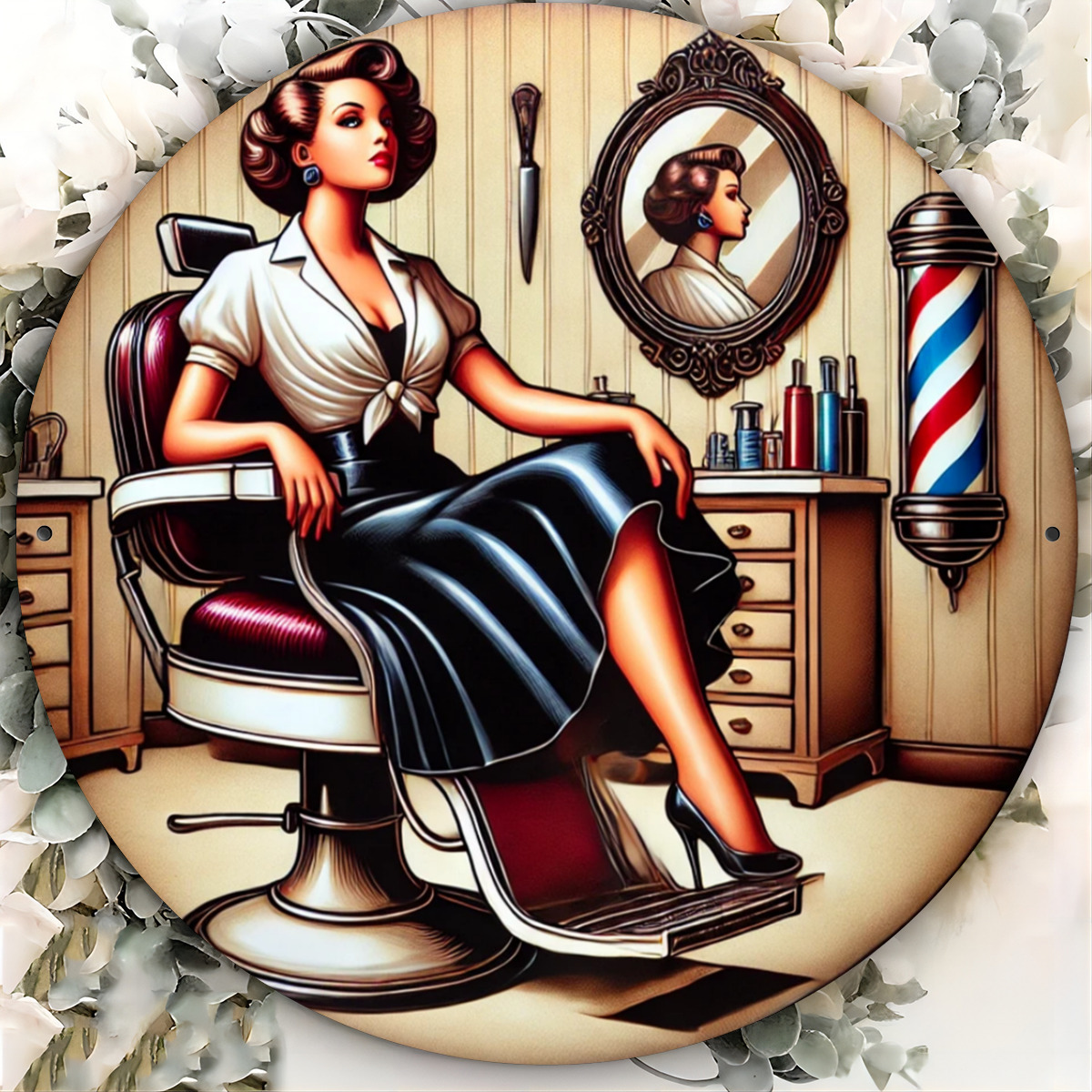 1pc Vintage Barber Shop Metal  - огляд і ціна Vintage Collectible Plates
